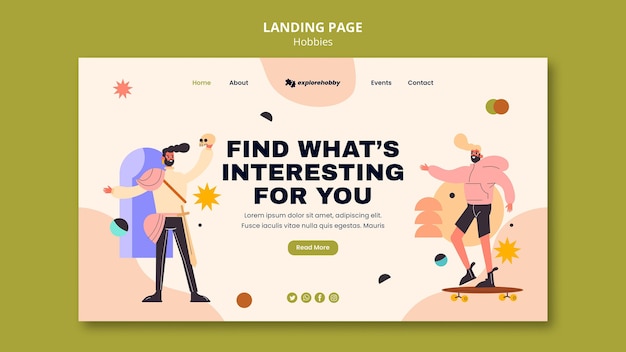 PSD gratuito landing page per hobby e passioni