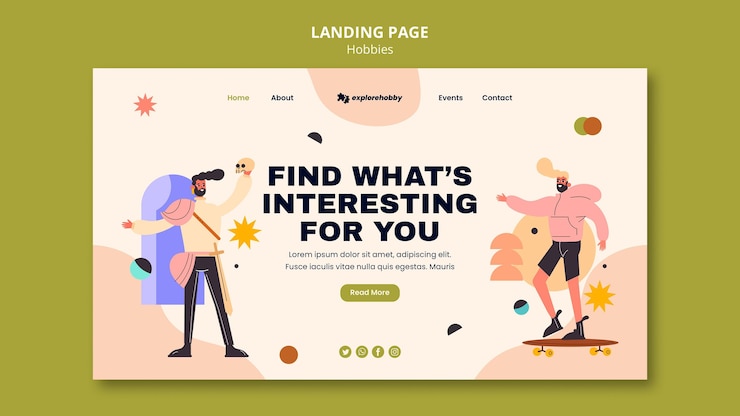 Free PSD landing page for hobbies and passions