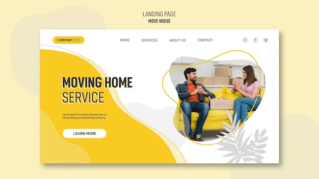 Free PSD landing page for house relocation services