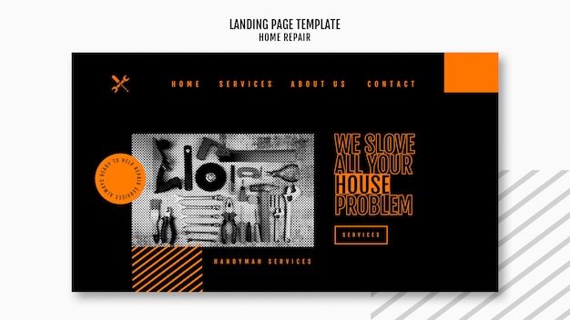 Free PSD landing page for house repair company
