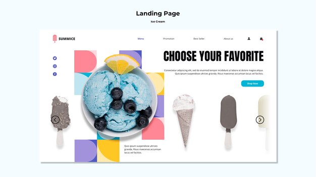 Landing page ice cream template