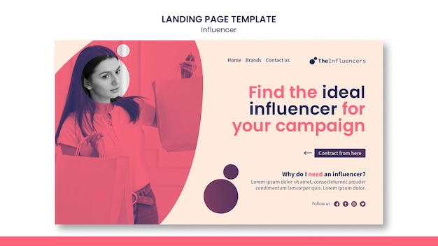 Landing page influencer template design