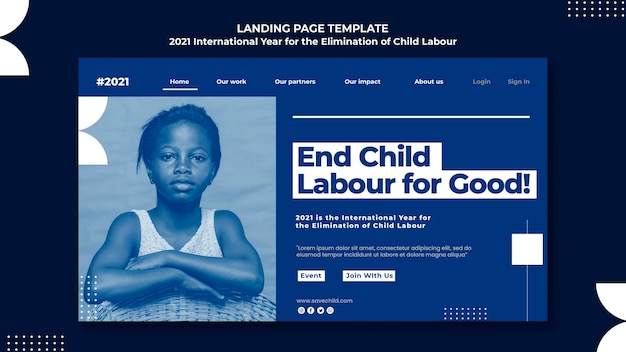 Free PSD landing page for the international year for the elimination of child labour