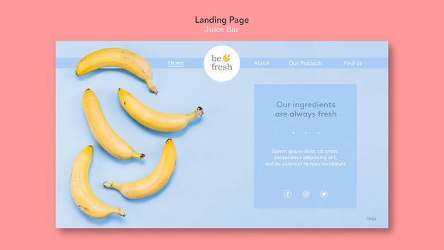 Free PSD landing page juice bar template