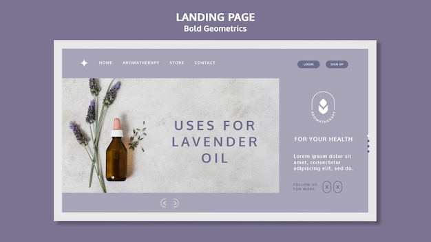 Modello di olio di lavanda pagina di destinazione