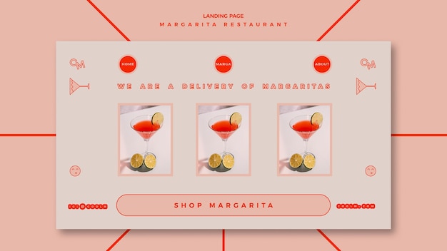 PSD gratuito pagina di destinazione per la bevanda del cocktail margarita