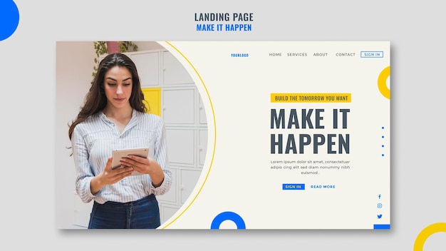 Free PSD landing page memphis business ad template