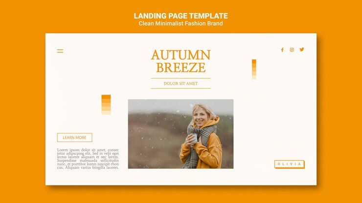 無料PSD シンプルな秋のファッションブランドのランディングページ