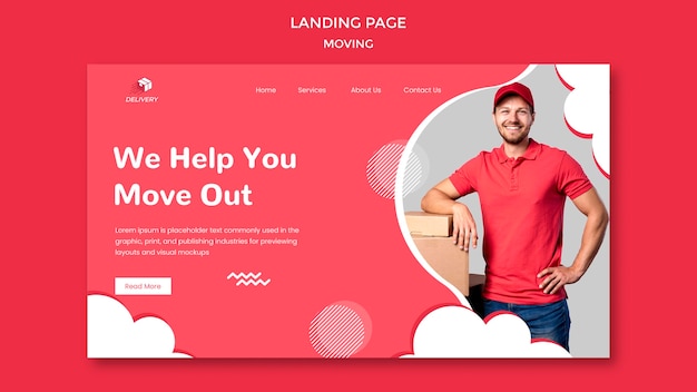 Free PSD landing page for moving company