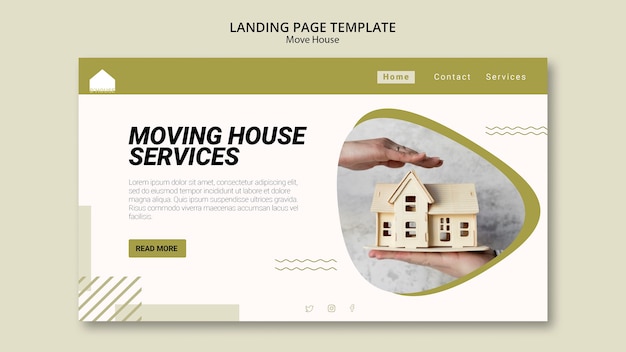 Free PSD landing page for moving house services