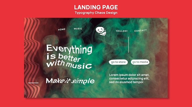 Free PSD landing page for music with chaos and fog