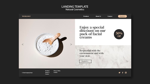 Free PSD landing page natural cosmetics template