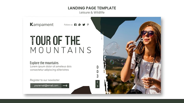 Landing page for nature exploration and leisure