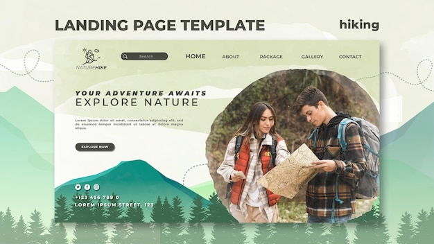 Landing page for nature hiking