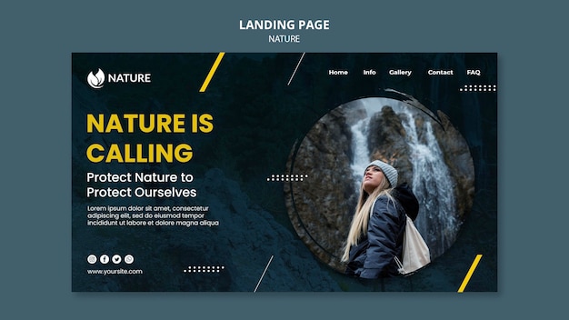Free PSD landing page for nature protection and preservation