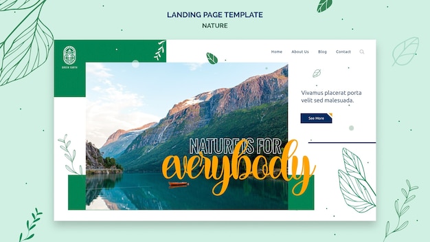 Pagina di destinazione per la natura con paesaggio di vita selvaggia