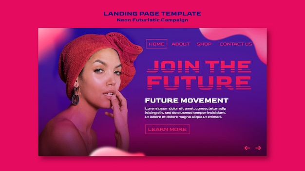 Free PSD landing page neon futuristic template