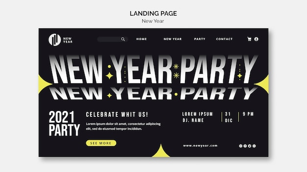 Landing page for new year party