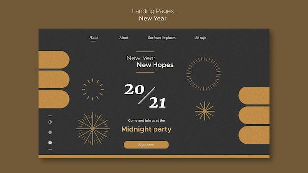 Landing page for new year's midnight party