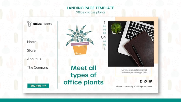 Landing page for office workspace plants