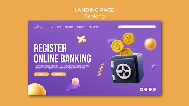 Free PSD landing page for online banking and finance