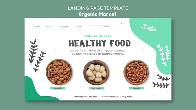 Free PSD landing page organic food template
