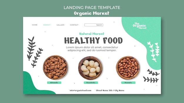 無料PSD ランディングページの有機食品テンプレート