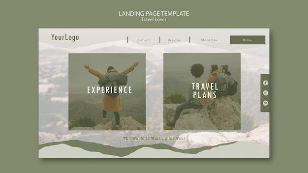 Free PSD landing page for outdoors traveling