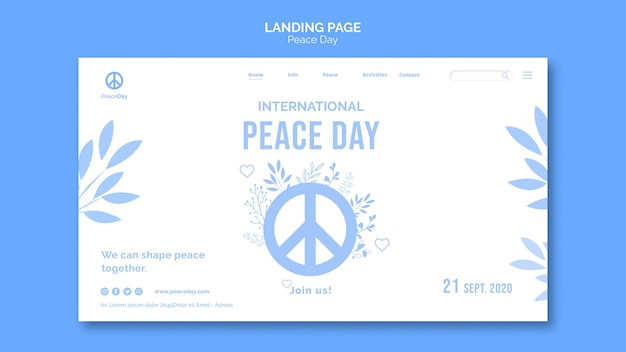 PSD gratuito pagina di destinazione per il giorno della pace