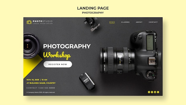 Landing page photography workshop template