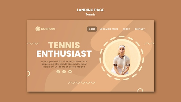 PSD gratuito pagina di destinazione per giocare a tennis