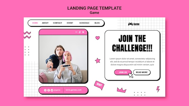 Free PSD landing page for playing video games