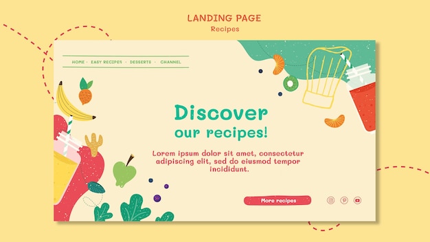 Landing page recipes website template