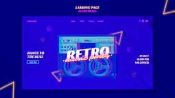 Free PSD landing page retro music party template