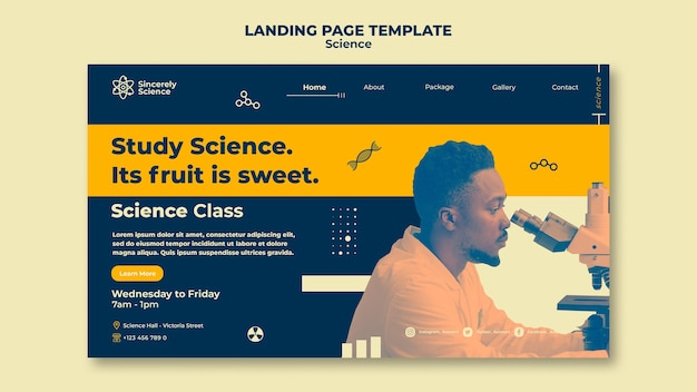 Free PSD landing page for science class