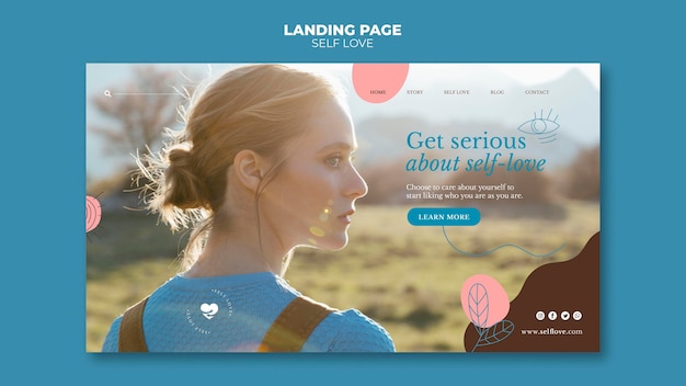 Free PSD landing page for self-love and  acceptance