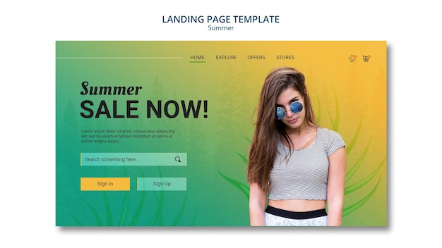 PSD gratuito saldi estivi in stile landing page