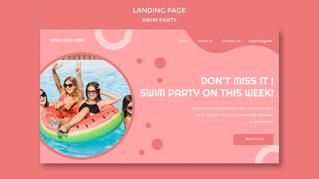 Landing page swim party template