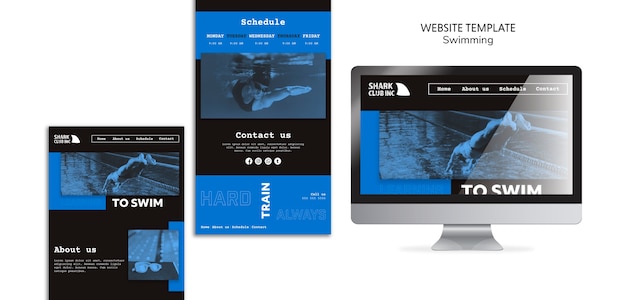 無料PSD リンク先ページの水泳クラブのテンプレート