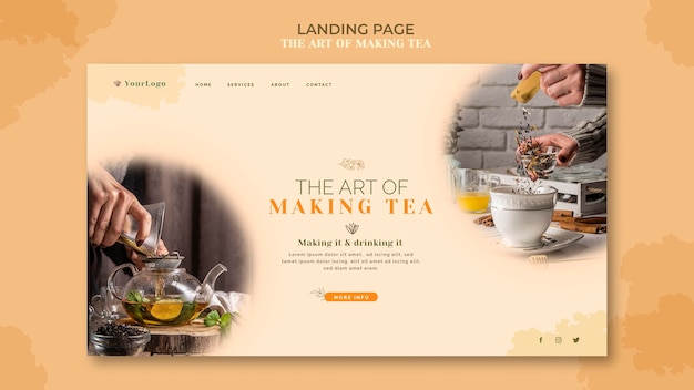 Free PSD landing page tea house template
