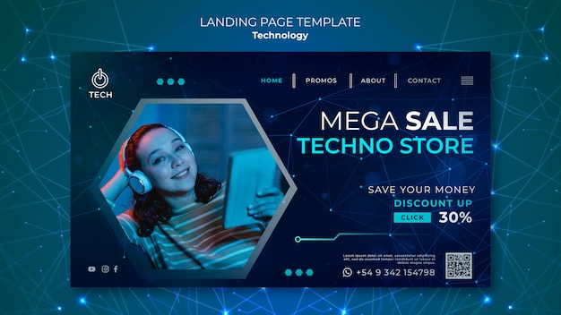 Free PSD landing page for techno store