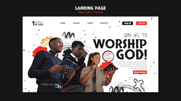 Free PSD landing page template for american church