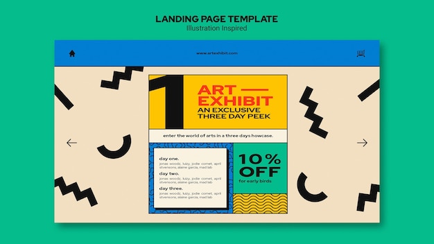 Free PSD landing page template for art exhibition