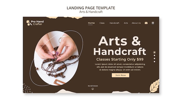 Free PSD landing page template for arts and handcraft