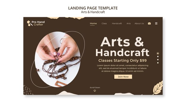 Landing page template for arts and handcraft