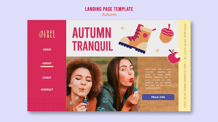 Free PSD landing page template for autumn vibes and season