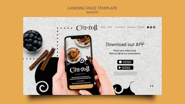 Landing page template for bakery shop