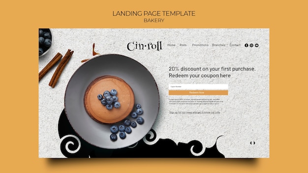 Landing page template for bakery shop