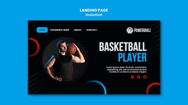 Landing page template for basketball game playing