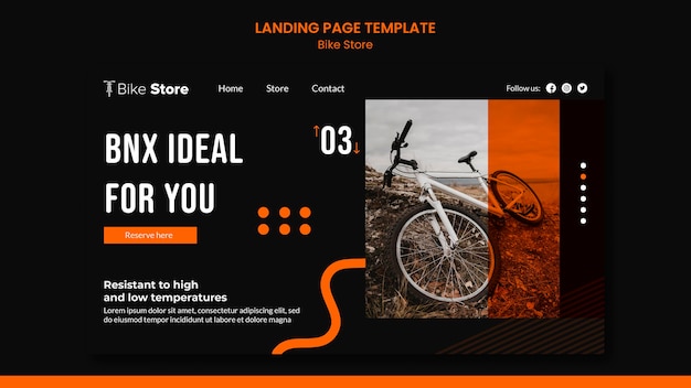 Landing page template for bike store